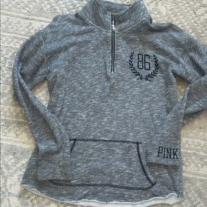 PINK VICTORIA SECRET Gray Quarter-Zip Pullover